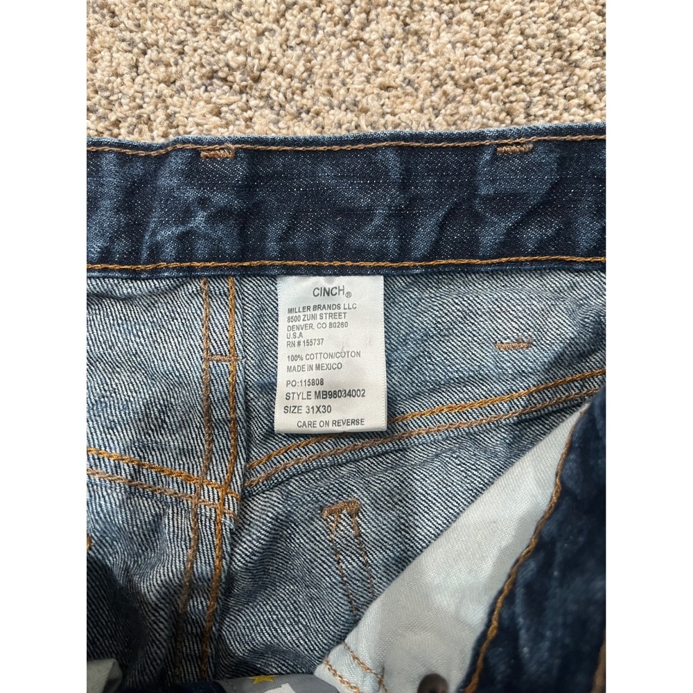Cinch Mens Dark Wash Straight Leg Jeans Size 31x30 MB98034002 Silver Label - Picture 3 of 9
